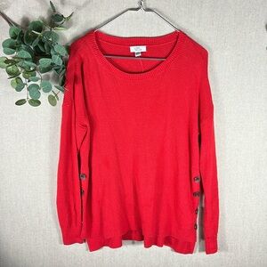 Lord & Taylor > Red Cotton Crew Neck Sweater Medium